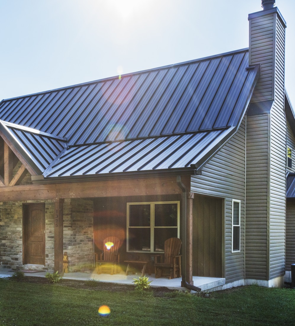 Residential Post Frame Building Kits | Mansea Metal - Brown_Home_-_Front_-_Standing_Seam_-_KMB_6427
