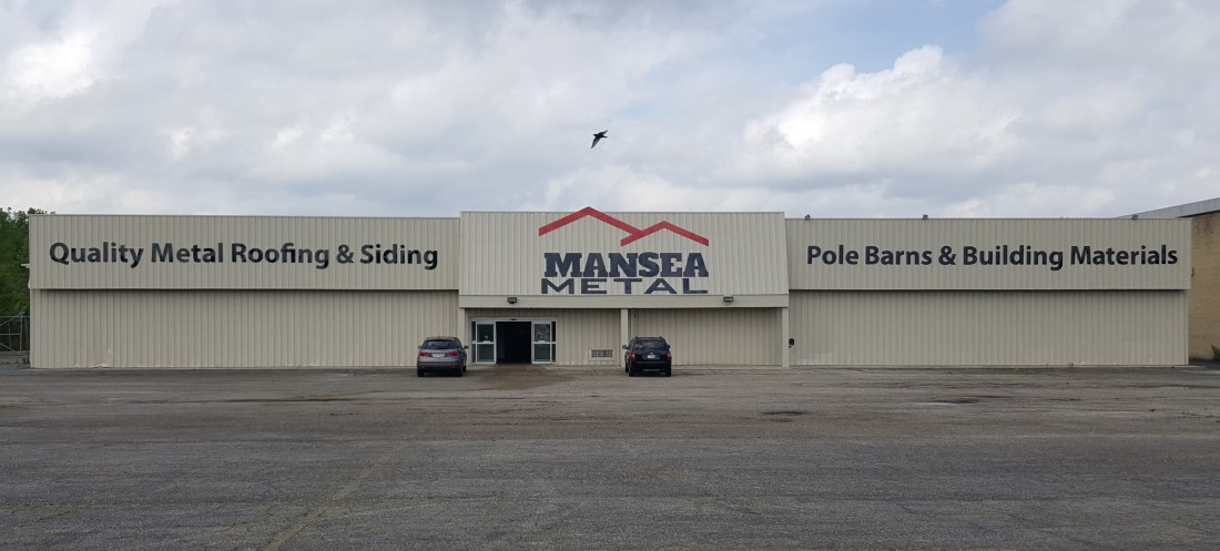 Mansea Metal storefront built with metal siding