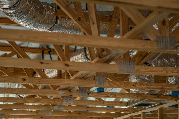 The rafter ductwork in this pole barn makes heating during the winter a breeze.