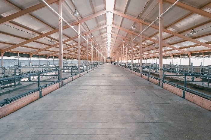 A pole barn can have several different types of flooring including this wooden option.